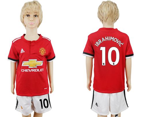 Manchester United #10 Ibrahimovic Home Kid Soccer Club Jersey